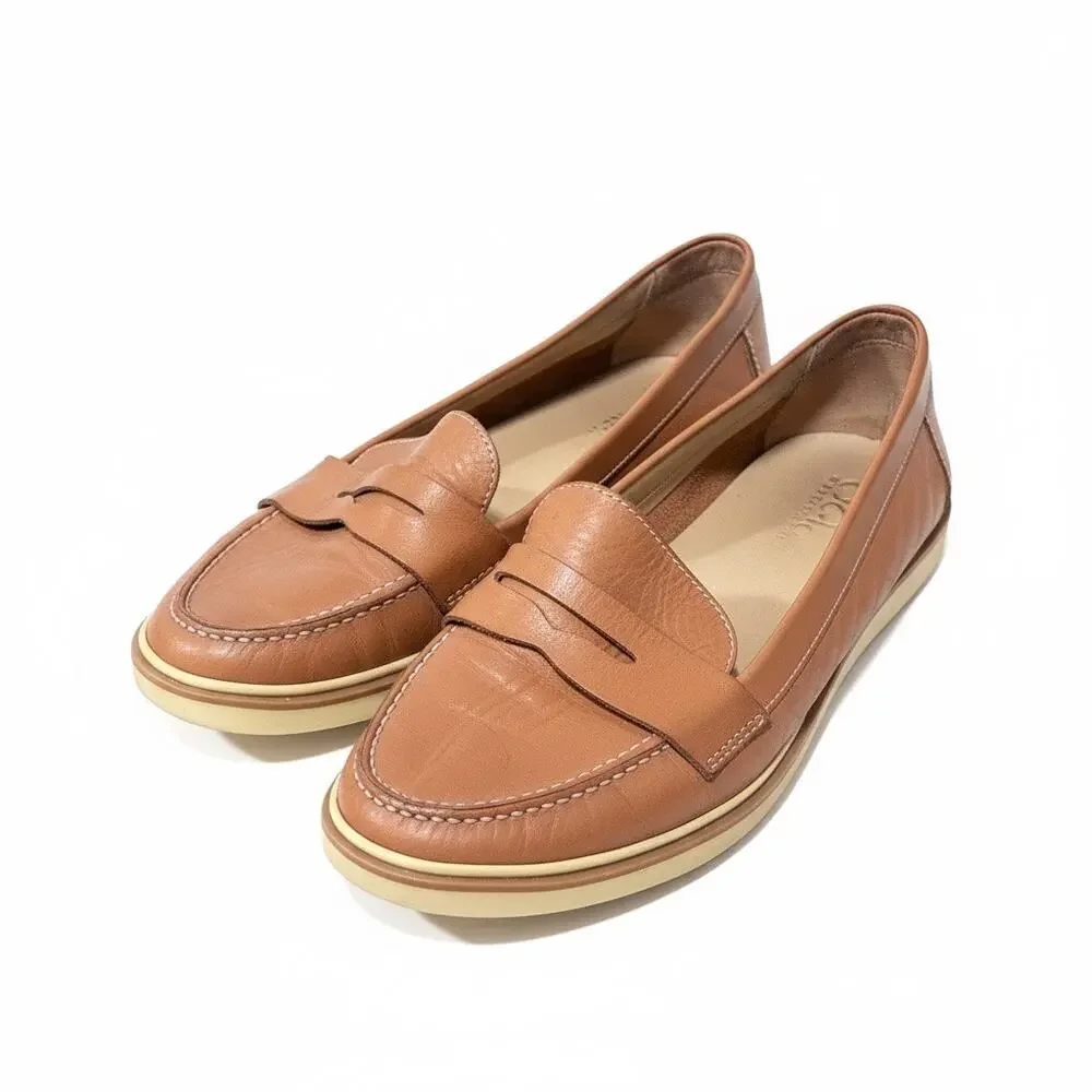 Pierre Cardin Tan Leather Penny Loafers Comfort Shoes Women’s 7.5